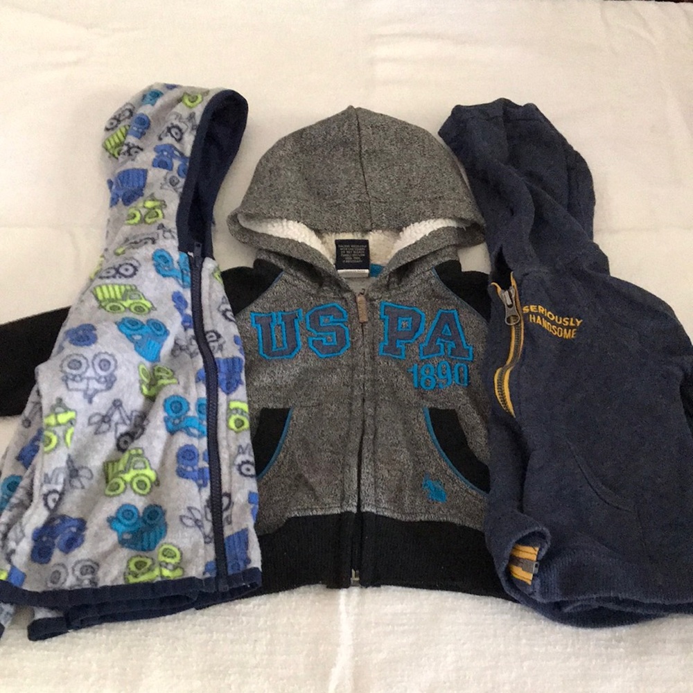 3 size 18m hooded jackets. USA Polo ASSN., Carter’s, Garanimals
